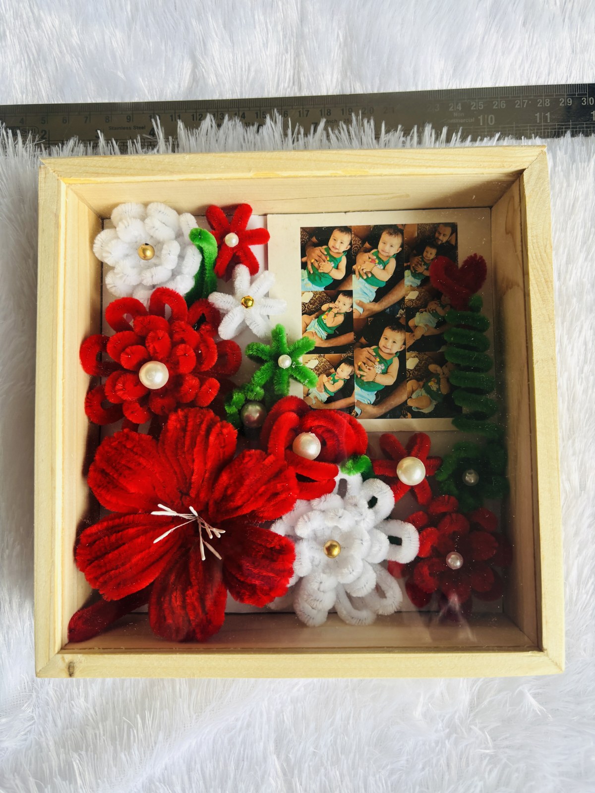 3D Flowers Shadow Box Frame — handmade photo frame