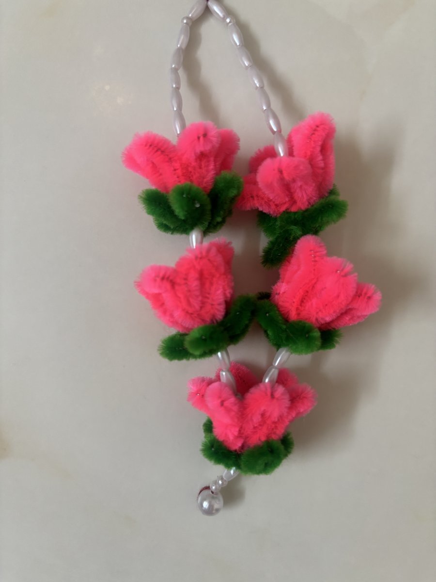 Car Dashboard Murti Mala — miniature flower garland — view 2