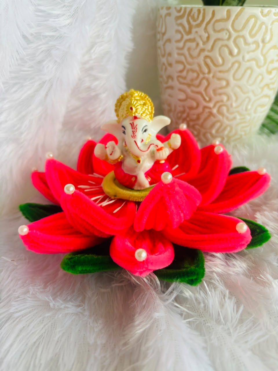 Lotus Asaan — handmade lotus seat for a deity idol