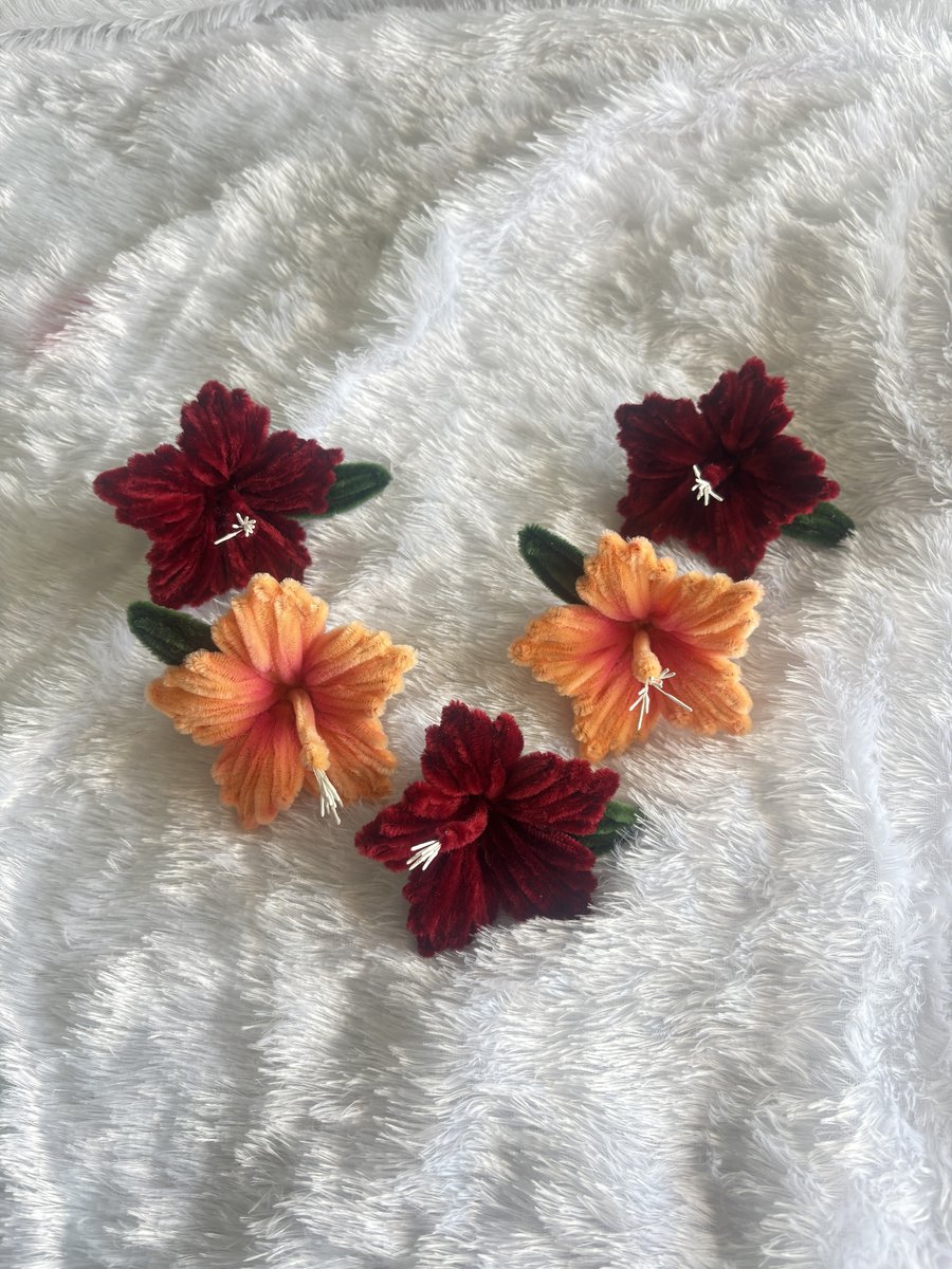 Single Handcrafted Flower — velvet flower in planter and flat lay — view 2